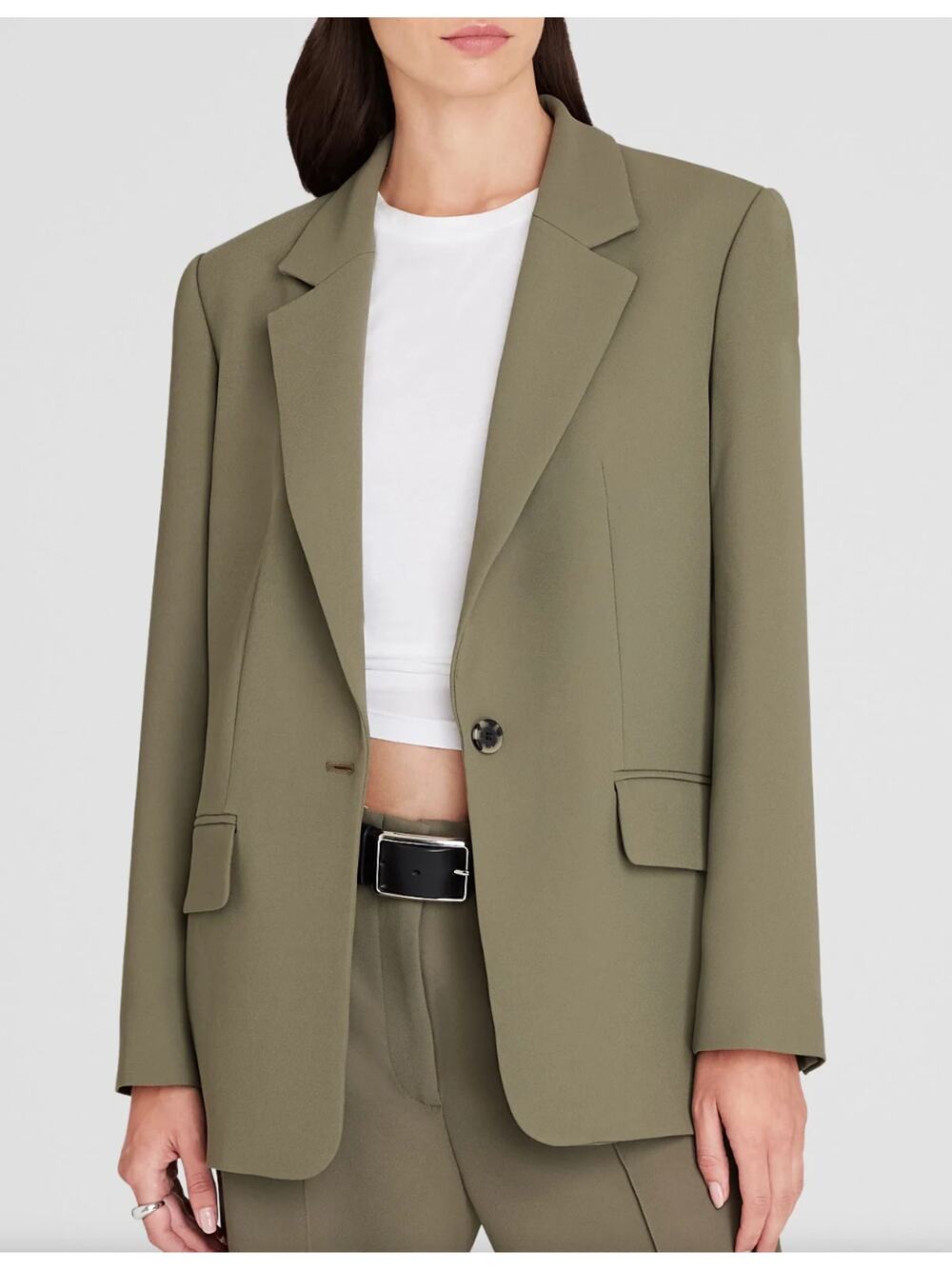 NWT Club Monaco Relaxed Single-Breasted Crepe Blazer Size XL Olive Green